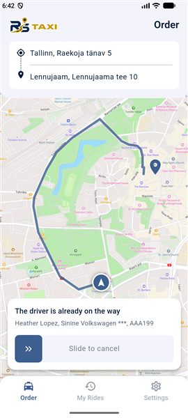 Приложение клиента: Водитель в пути
