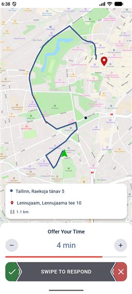 Приложение водителя: Предложение заказа